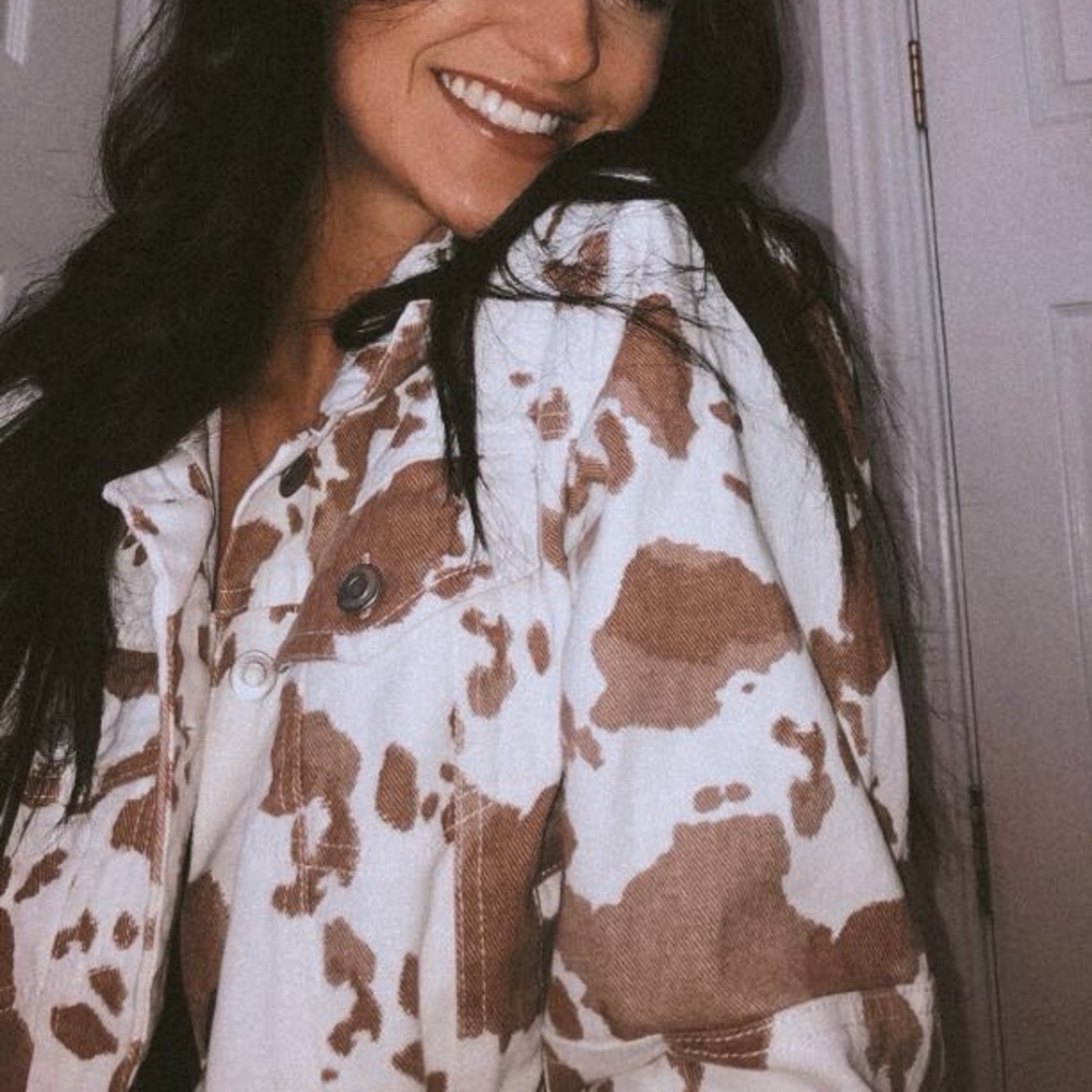 Altar’d State Brown and White Cow Print Jacket